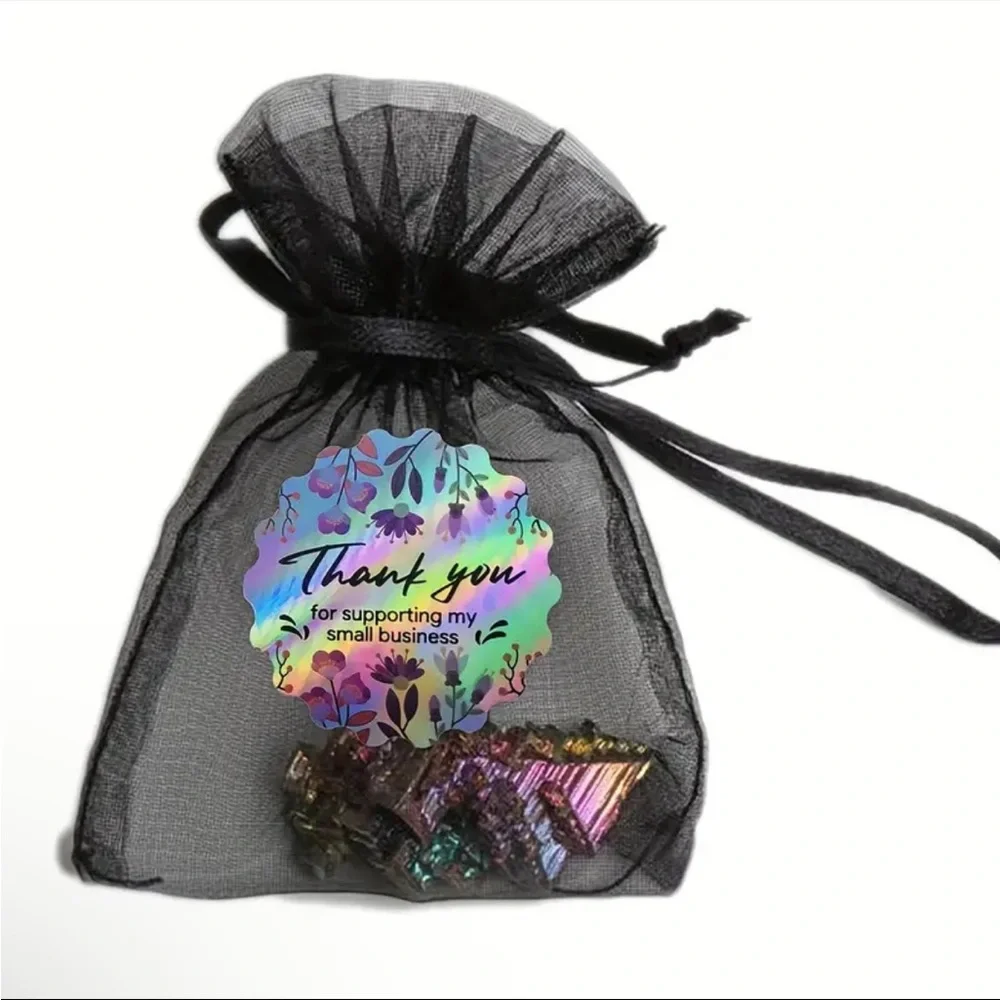 Roll of 500 Pink Floral Foil Thank You for Supporting my Small Business Stickers